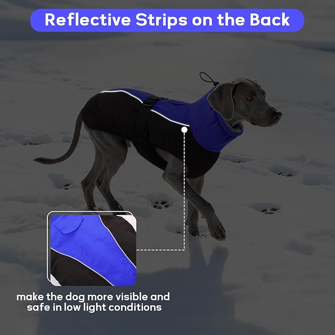 IDOMIK Dog Winter Coat, Reflective Waterproof Dog Jacket for Cold Weather, Warm Pet Coats for Small Medium Large Dogs, High Collar Doggy Fleece Snow Jacket, Winter Vest with Adjustable Buckle,XL