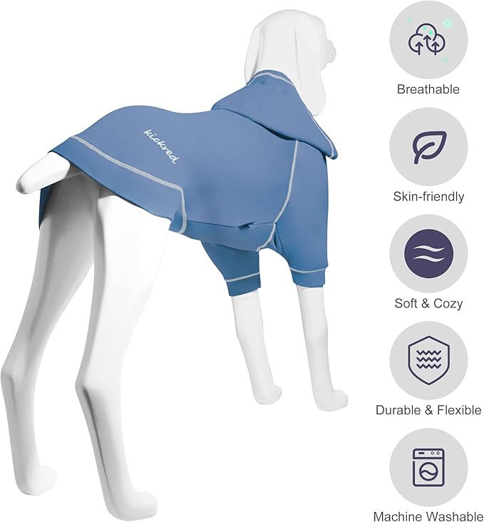 Basic Dog Hoodie Sweatshirts, Pet Clothes Hoodies Sweater with Hat and Leash Hole, Soft Cotton Outfit Coat for Small Medium Large Dogs, Light Blue (X-Small)