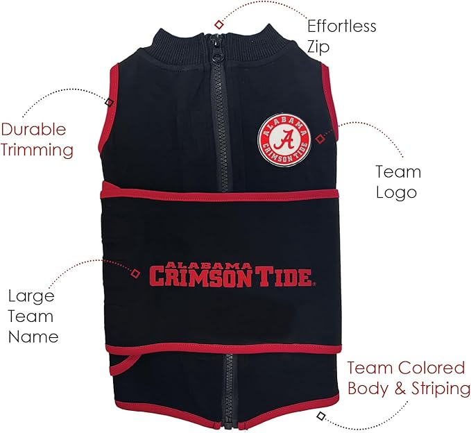 NCAA Alabama Crimson Tide Dog Anxiety Calming Shirt Soothing Vest, Dogs/Cats with Anxiety, Fears, Fireworks, Loud Noises, Dark, Lonely Keeps Dogs Calm & Feeling Safe, Relaxing Jacket, Medium