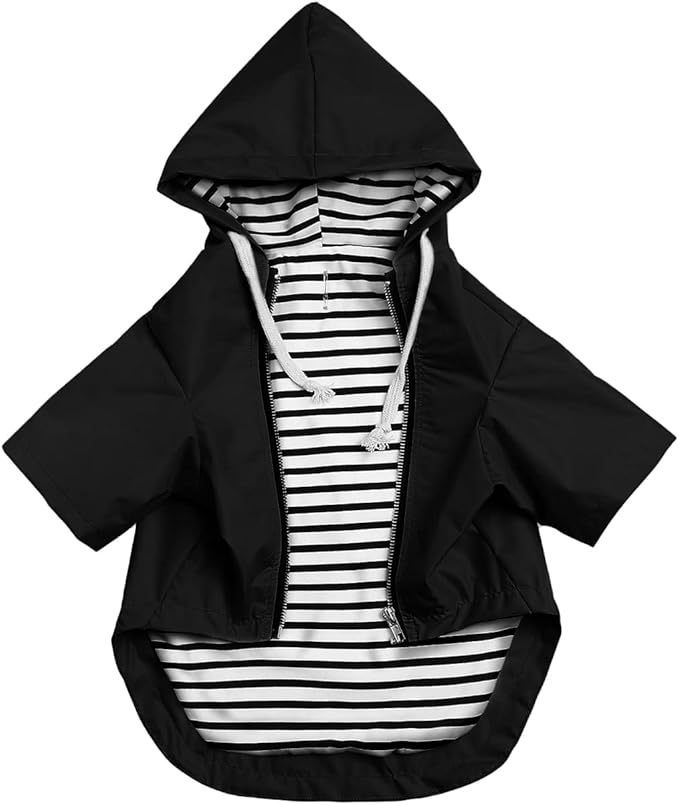 Dog Raincoat rain Jacket Raincoat Dogs Waterproof Small Medium Breeds Zip Closure Storage Pocket Harness Hole Black M