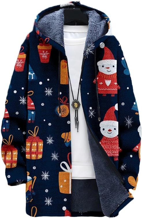 Oversized Full Zip Hoodie for Men Sherpa Fleece Lined Jacket with Hood Soft Warm Winter Coat with Pockets