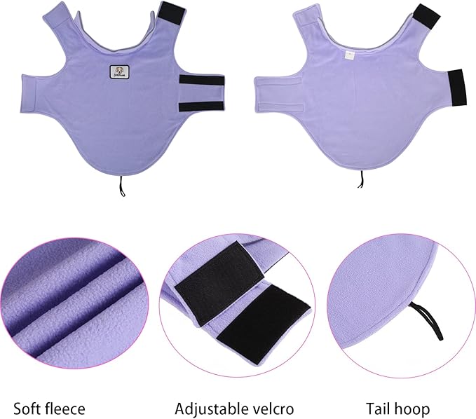 Fleece Dog Coat Winter Pet Jacket Reflective for Cold Weather for Large Medium Small Dogs(Purple,M)