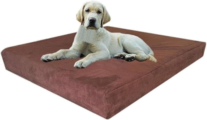 Dogbed4less Orthopedic Gel Memory Foam Pet Dog Bed, Waterproof Liner with External Microsuede Cover and Bonus Antislip Cover (Microsuede Gray, 41"X27"X4" Inches)