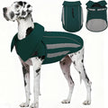 IECOii 4XL Winter Dog Coat - Waterproof & Reflective & Adjustable, Warm Fleece Jacket for Great Dane, Snow & Rain Walking, Skiing, Green, Sizes XXXXL