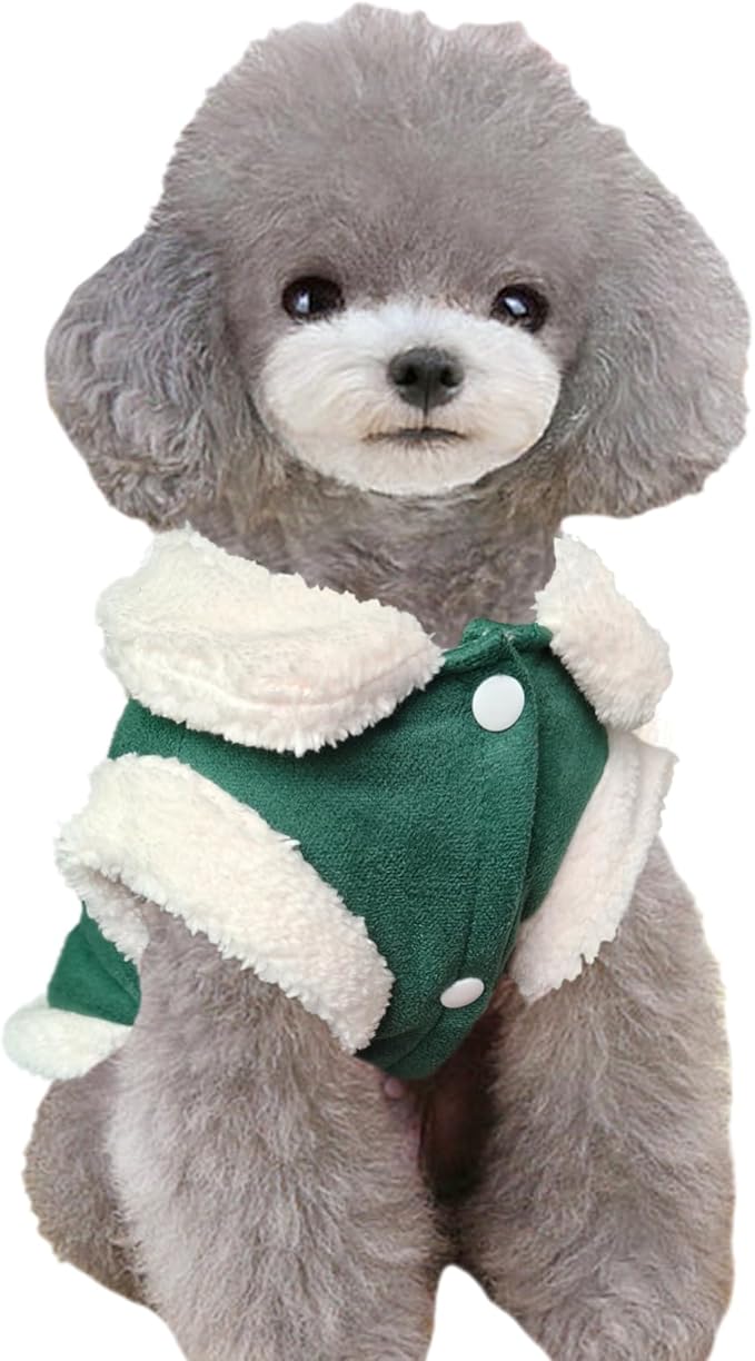 Jecikelon Bowtie Dog Cold Weather Coat Fleece Lining Warm Pet Puppy Turtleneck Dogs Winter Clothes for Small Dogs with D-Ring (Green, X-Large)