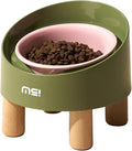 MS!MAKE SURE Cat Bowls, Adjustable Elevated Ceramic Cat Bowls with Anti-Slip Rubber Pad, Splash Guard, Lead & Cadmium Free, Whisker Friendly, for Puppies & Cats - 5.1" Wide, 295ML (10 oz), Pink-Green