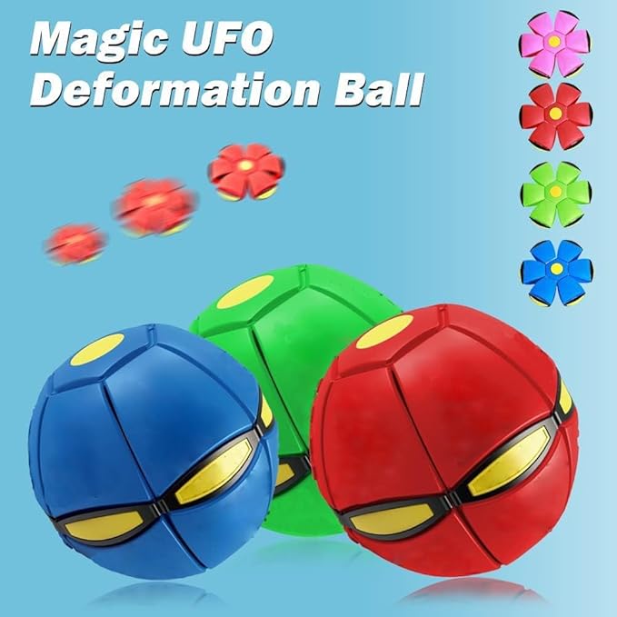 UFO Magic Balls, Portable Pet Toy Flying Saucer Ball, Creative Doggy Disc Ball Stomp, Decompression Flying Flat Throw Dog Balls Toy for Childrens Kids Sports, Outdoor Games(Blue)