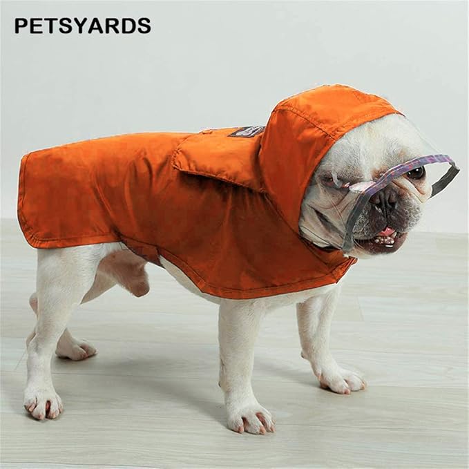 Pet Raincoat Packable Hooded Dog Rain Jacket Reflective Strips Lightweight Adjustable Poncho for Small Medium Large Dogs Orange XL