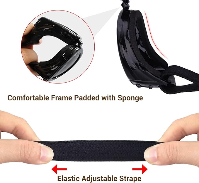 Namsan Clear Dog Goggles Small Breed, Anti-UV Sunglasses for Dogs Small Breeds, Windproof Riding Dog Eye Protection, Doggie Glasses with Elastic Straps, Easy Put-on/Adjustable, Transparent