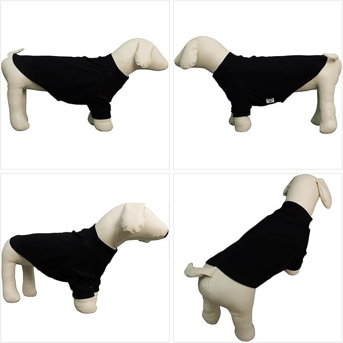 Lovelonglong Ribbed Dog T-Shirt Cotton Knitted Dog Sweaters for All Season Pet T-Shirts for Large Medium Small Dogs Black XS