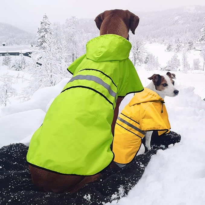 Candofly Dog Raincoat, Waterproof Dog Coat Hooded Pet Rain Jacket Lightweight Reflective Puppy Poncho Slicker with Leash Hole for Dog Walking (Small, Yellow)