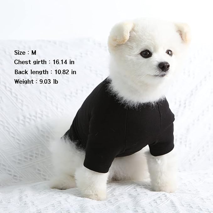 Dog Shirt for Small Dogs Plain T-Shirts Soft Breathable Dog Cotton Shirt pet Clothes (Large, Black)
