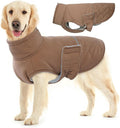 BRKURLEG Dog Winter Coat, Warm Dog Jackets for Small and Medium Large Dogs, Reflective Adjustable Pet Cold Weather Coats, Waterproof Windproof Dogs Snow Jacket Clothes Warm Vest (XXL, Khaki)