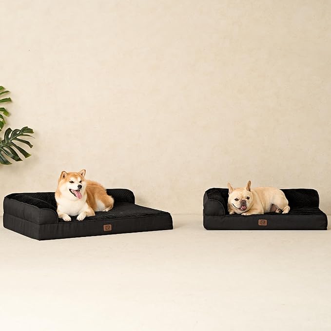 EHEYCIGA Memory Foam Dog Bed XXL, Giant Dog Bed Orthopedic with Washable Removable Cover, Waterproof Pet Bed Couch for Jumbo Dogs, 48x36x7 Inches, Black