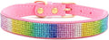Serijoars Small Dog Collar with Rhinestone Crystal Diamond Colorful Bling Girl Puppy Cat Collars (XXS, Pink2)