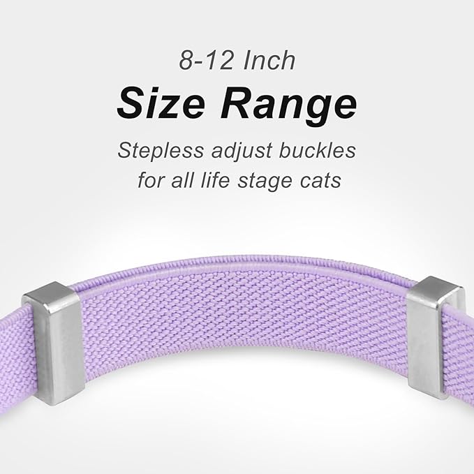 AirTag Cat Collar, Ultra Elastic Cat Tracker Collar with Apple Air Tag Holder, [Lightweight][Scratch Resistant] Stepless Adjustable GPS Pet Collar for Cats Kittens [Violet]