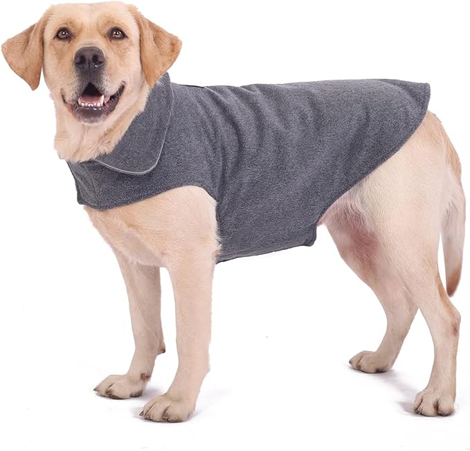 Fleece Dog Coat Pet Jacket Reflective for Cold Weather for Extra Large to Small Pets(Grey,S)
