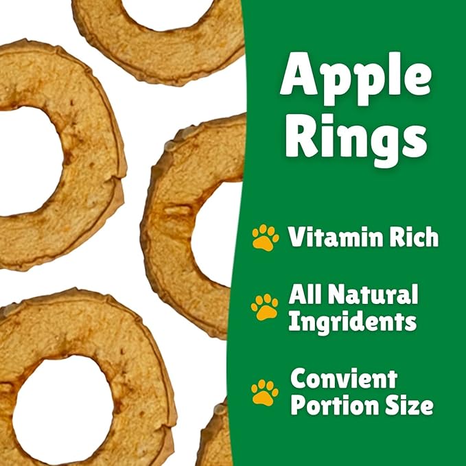 Lucky Premium Apple Rings – Thin, Crispy, All Natural Jerky Apple Treats for Dogs, Vegetarian Dog Treats with Real Fruit (5 oz)