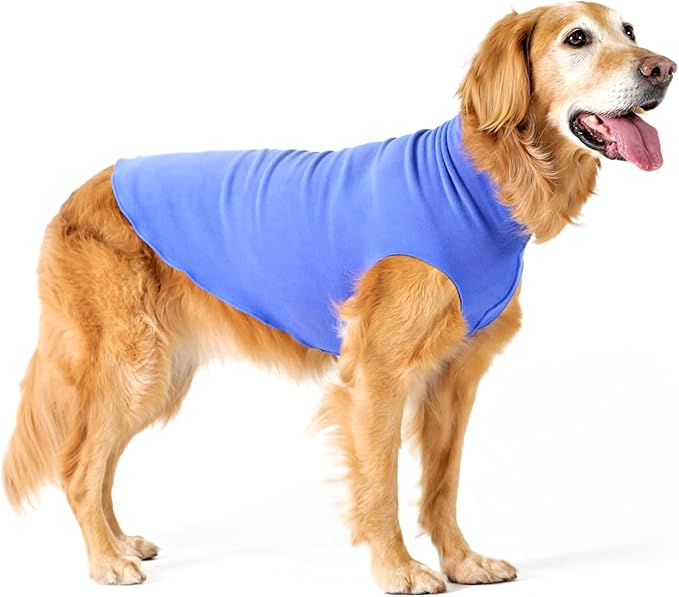 Goldpaw Stretchy Fleece Jacket for Small Dogs - Super Soft, Warm Dog Sweater - Pet Sweater Vest for Fall and Winter - Canine Clothes Made in The USA - Machine Washable - Cornflower Blue - Size 6