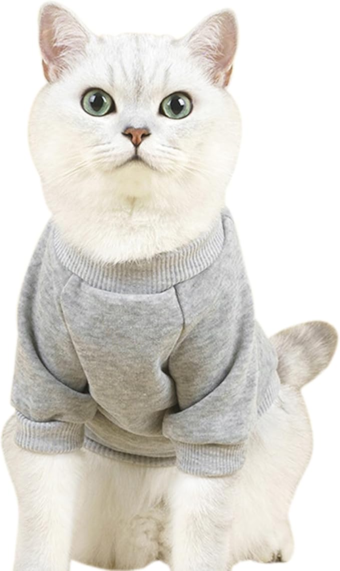 Puppy Sweater for Small Dogs Clothes Warm Winter Cat Clothe Pet Sweatshirt Knitwear Doggie Kitten Clothing, Grey, Large