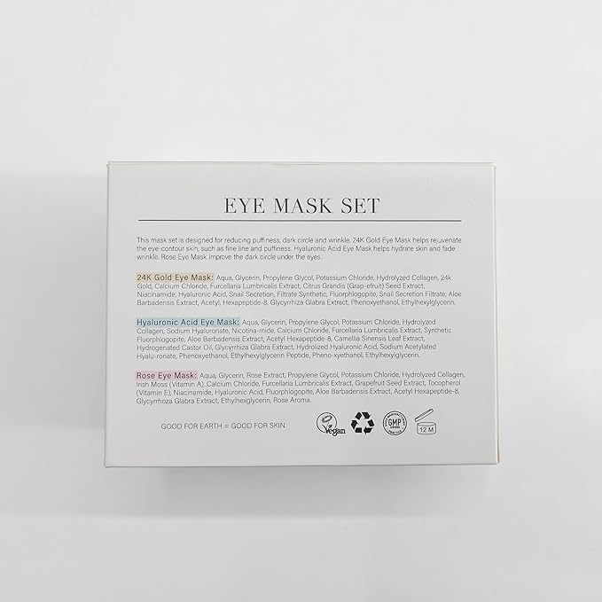 Under Eye Patches Gold and Hyaluronic Acid for puffy eyes,Rose Eye Masks for Dark Circles and Puffiness skin care Smooth Wrinkles products 30 Pairs