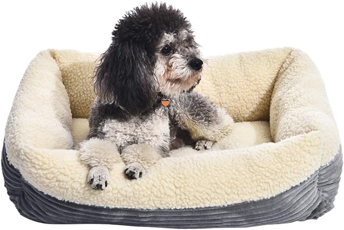 Amazon Basics 24-Inch Machine Washable Self Warming Pet Bed For Cat or Dog, Rectangle, Grey, 24"L x 20"W x 7"H