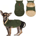 ASENKU Warm Dog Winter Coat, Waterproof Dog Coat for Cold Weather, Fleece Dogs Jacket with Ultra Thick Plush Lining Leash Hole Storage Pockets for Small Dogs (Green, Small)