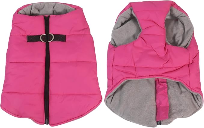 Geyecete Dog Bulldog Clothes Dog Cotton Padded Coat Thick Winter Warm Vest Waistcoat Cold Weather Jacket Clothing for French Bulldog Coat-Pink-S