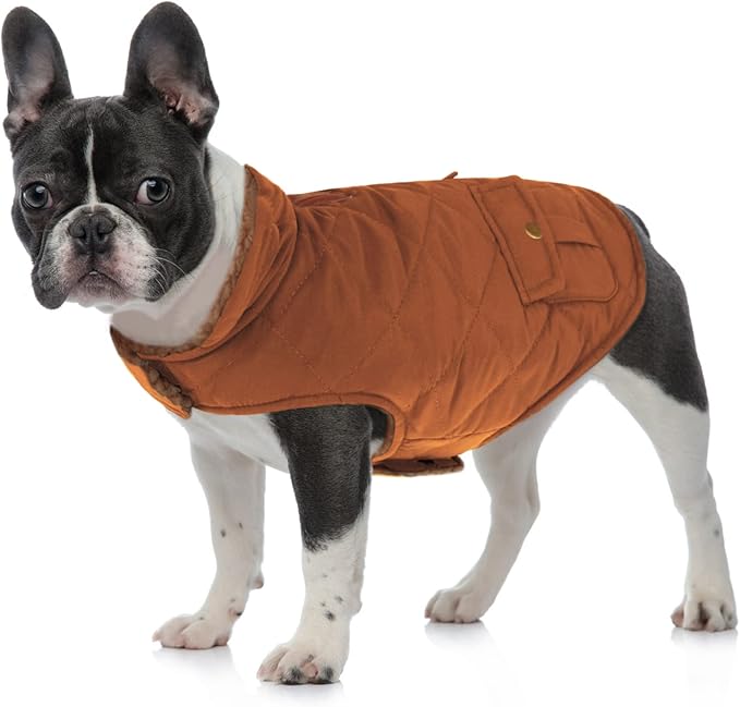 Queenmore Warm Coat for Cold Weather, Quilted Winter Jacket With Ultra Thick Plush Lining and Storage Pockets (Brown, X-Large)