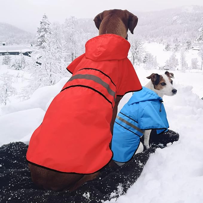 Candofly Dog Raincoat Reflective Dog Rain Jacket Waterproof Hooded Ponch Dog Rain Coat for Small Medium Large Dogs (XX-Large, Sky Blue)