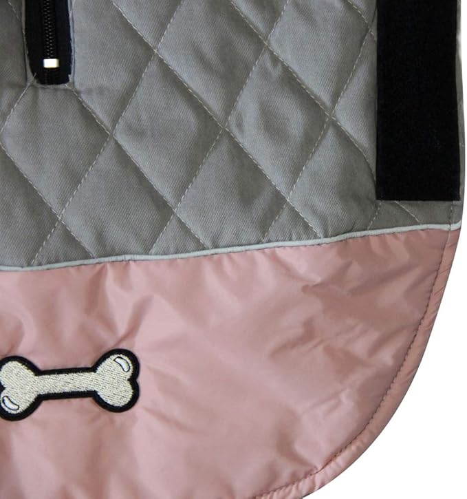 Reversible Dog Coats for Large Dogs Waterproof Warm Dog Jacket for Cold Winter,Pink and Grey XXL