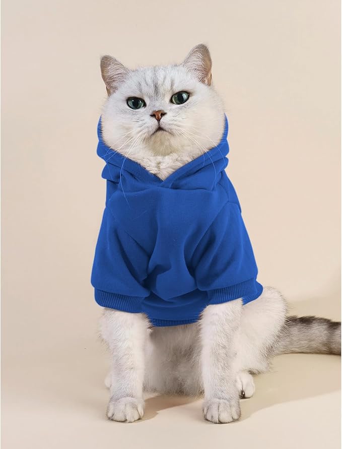 Cat Hoodies for Cats Puppy Pet Clothes Cat Apparel Little Miss Attitude Print Dog Hoodie for Small Medium Dogs Outfits for Kittens(Royal Blue,L)