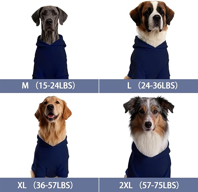 Basic Dog Hoodie, Soft Premium Quality Dog Hoodie Sweater with Leash Hole and Pocket, Cotton Doggy Puppy Sweatshirt Fashion Outfit for Dogs Puppy Small Medium Large - Navy Blue (XX-Large)