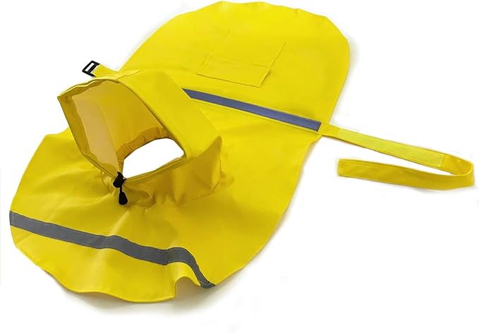 Mikayoo Large Dog Raincoat Adjustable Pet Waterproof Clothes Lightweight Rain Jacket Poncho Hoodies with Strip Reflective (XL, Yellow)