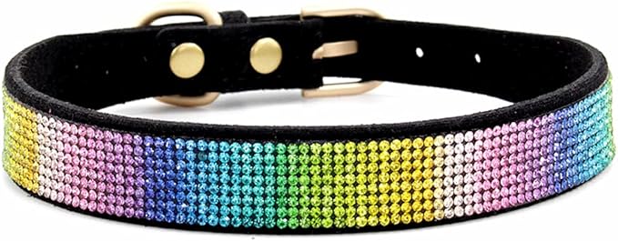 Serijoars Small Dog Collar with Rhinestone Crystal Diamond Colorful Bling Girl Puppy Cat Collars (XS, Black2)