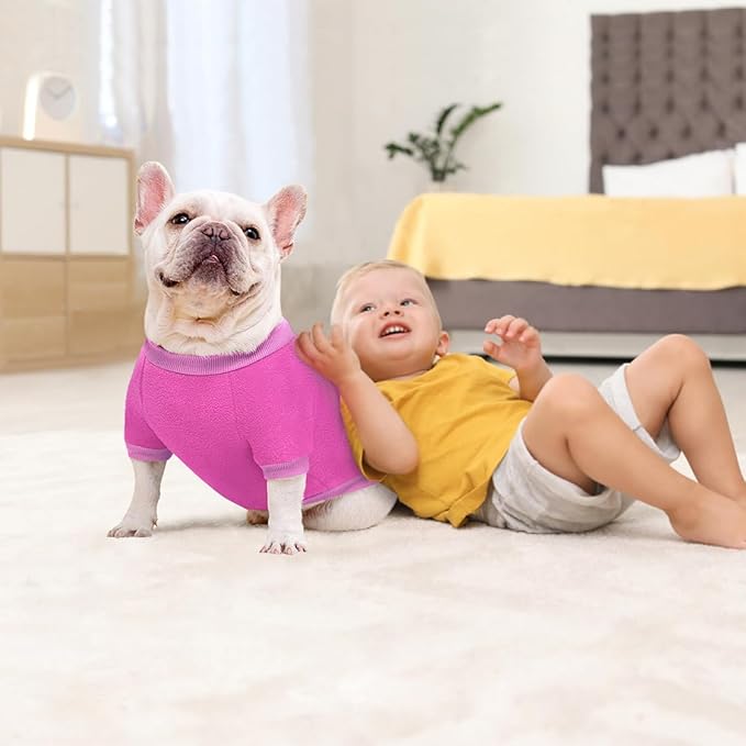 Idepet Dog Fleece Sweater Pet Dog Clothes Small Dogs Pullover Sweatshirt Soft Puppy Sweater Warm Winter Shirt Classic Cat Apparel for Small Dogs and Cats (X-Large, Purple)