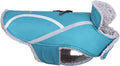 VIVAGLORY Frostfit Dog Coat, Dog Jacket for Winter & Cold Weather, Warm Fluffy Fleece Lined Water Resistant Reflective for Puppy, Coat with Velcro Fastening & Leash Hole, L, Turquoise