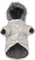 LESYPET Dog Coat for Small Dogs, Windproof Doggie Puffer Jacket with Leash Hole, Extra Warm Dog Jacket Winter Coat, Grey S