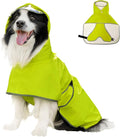 Dog Raincoat, Waterproof Windproof Dog Rain Jacket with Hood, Rain Coat with Leash Hole, Adjustable Raincoat Poncho for Small Medium Large Dogs Outdoor (Neon Yellow, Medium)