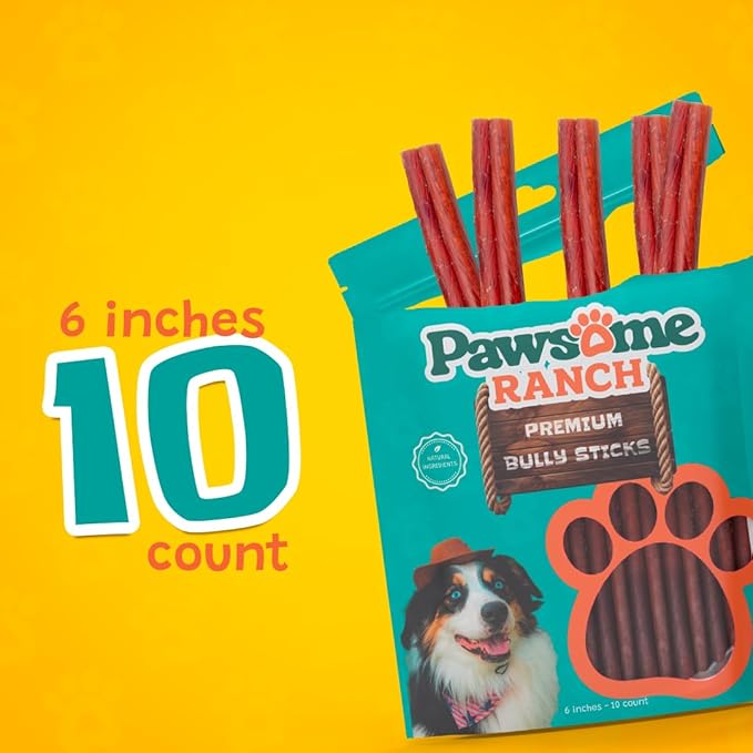 Bully Sticks 6–7" — 10 Count | Natural Single-Ingredient, Long-Lasting Dog Chews; Dental Support Treats for Small, Medium & Large Dogs