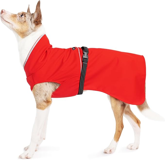 Goldpaw Rainpaw Waterproof Dog Raincoat - Durable Dog Rain Jacket for All Seasons - Easy to Wear, Adjustable, Premium Pet Outerwear - Made in The USA - Machine Washable - Red - Size 10