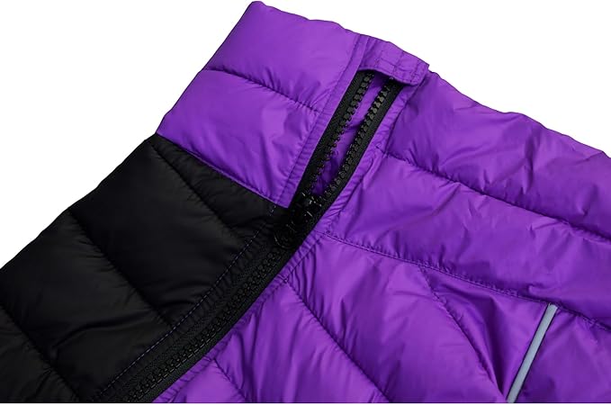 Purple Dog Jacket, Windproof & Waterproof, Reflective, Adjustable, Zippered, Snow Jacket for Small to Large Dogs