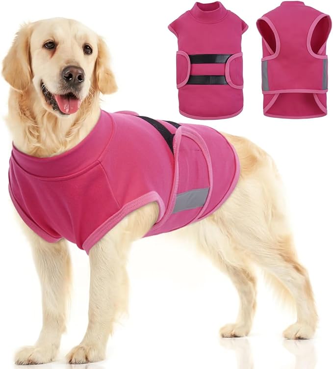 MIGOHI Dog Anxiety Relief Coat,Comfort Anxiety Vest for Dogs,Adjustable Anxiety Calming Wrap for Fireworks,Thunderstorms,Travel, Separation, Dog Anxiety Jacket for Small Dogs,XL,Rosered