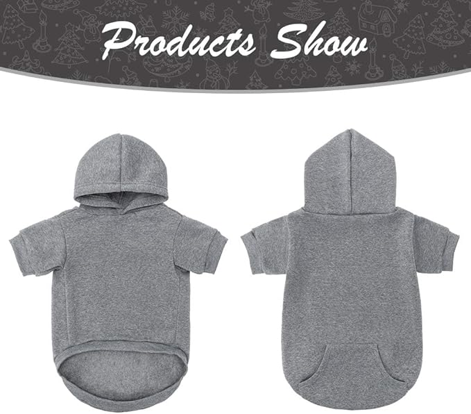 KOOLTAIL Basic Dog Hoodie - Soft and Warm Dog Hoodie Sweater with Leash Hole and Pocket, Dog Winter Coat, Cold Weather Clothes Sweatshirt for Small Medium Large Dogs Puppy Cat Boys Girls Grey M
