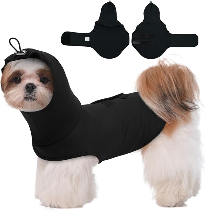 Dog Anxiety Relief Shirt for Small Dogs Boy -S,Lightweight Adjustable | Calming Vest Wraps Body,Relief Stress for Fireworks,Travel,Separation,Soft Machine Washable(Black)