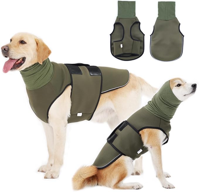Dog Anxiety Vest,Pet Calming Hoodie Breathable Dog Anti-Anxiety Jacket for Thunder Fireworks and Separation,Green M