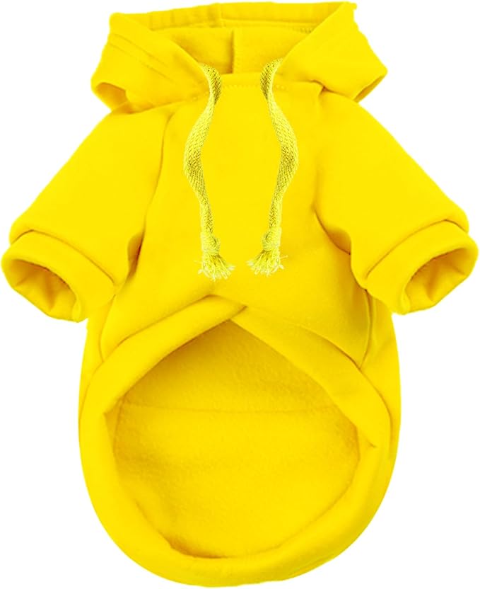 Jecikelon Pet Dog Cold Weather Coat with Pocket Winter Dog Hoodie Warm Puppy Clothes for Small Dogs Chihuahua Clothing (Yellow, X-Large)