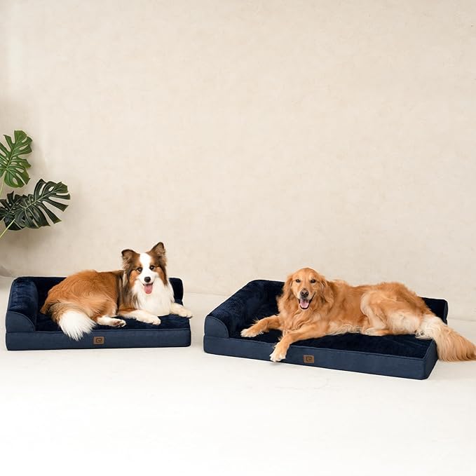 EHEYCIGA Memory Foam Dog Bed XLarge Sized Dogs, Extra Large Dog Bed Orthopedic with Washable Removable Cover, Waterproof XL Pet Bed Couch for Crate, 41x27x6 Inches, Navy Blue