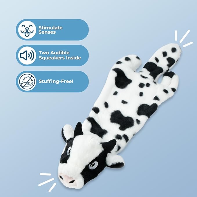 Best Pet Supplies Squeaky Dog Toys with Soft Durable Fabric for Small, Medium and Large Pets Interactive Toy for Indoor Play, Supports Active Biting and Play - Sheep, Cow, Medium