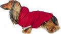DJANGO Highland Dog Jacket & Raincoat – Water-Repellent, Lined Dog Coat with Hood, Adjustable Fit & Harness Hole – Lightweight Rain & Wind Jacket for Small & Medium Dogs up to 30 lbs (Red, Large)